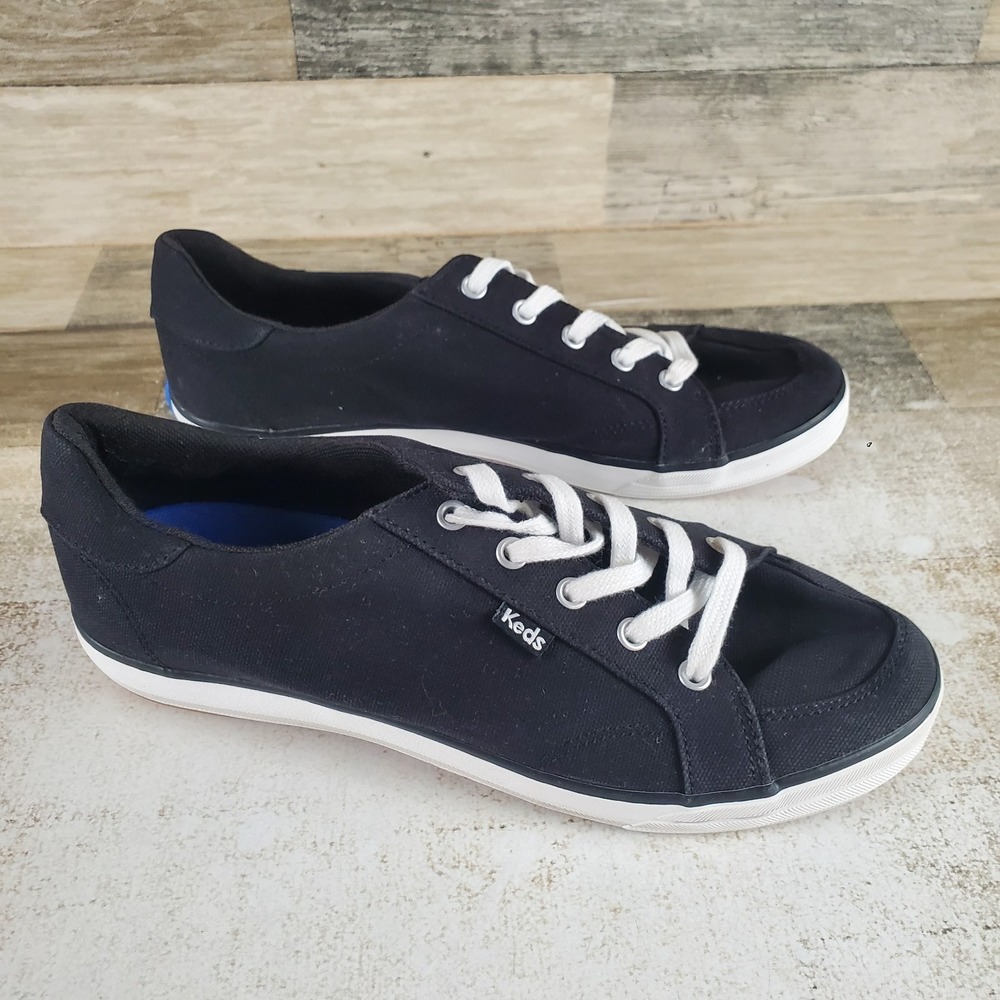Keds Center III Womens Shoes Sz 7.5 M Black White Leather Lace-Up Sneakers